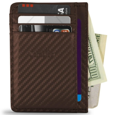 Vegan Leather RFID Blocking Credit Card Holder Slim Front Pocket Wallets for Men
