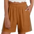 thumbnail image 3 of Gifts USSUMA Womens Colorblock Patchwork Wide Leg Five Inch Inseam Shorts High Waist Elastic Waist Pull On Breathable Cotton Blend Relaxed Fit Casual Summer Beachwear Travel, 3 of 7