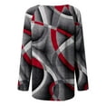 thumbnail image 5 of IROINID Savings Womens Long Sleeve Tops Lounge Socket Geometry Printed Round-Neck Tops,Red, 5 of 5