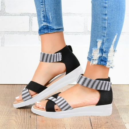 

Summer Shose 2022 Ladies Fashion Leopard Print Suede Cross Strap Shoes Casual Flat Sandals J16