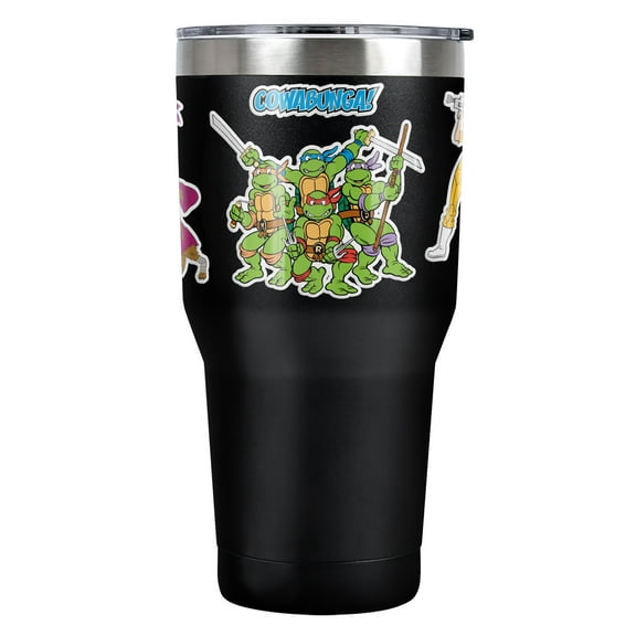 Teenage Mutant Ninja Turtles TMNT Official Turtles Sticker Collage 30 oz Travel Tumbler, Stainless Steel, Vacuum Insulated with Leak Resistant Slide-Lock Lid