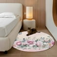 thumbnail image 3 of Pink Roses Floral Round Rug 4ft Washable Circle Entryway Rugs Non Slip Vintage Romance Botanical Flowers Area Rug Indoor Floor Carpet for Bedroom Kitchen Living Room Home Office Dining Room Nursery, 3 of 8