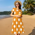 thumbnail image 4 of Fotbe Orange And White Polka Dot Vestido Largo de Moda para Mujer, Vestido Tipo Camiseta con Manga Corta y Estilo Casual a Rayas y Bloques de Color, 4 of 6