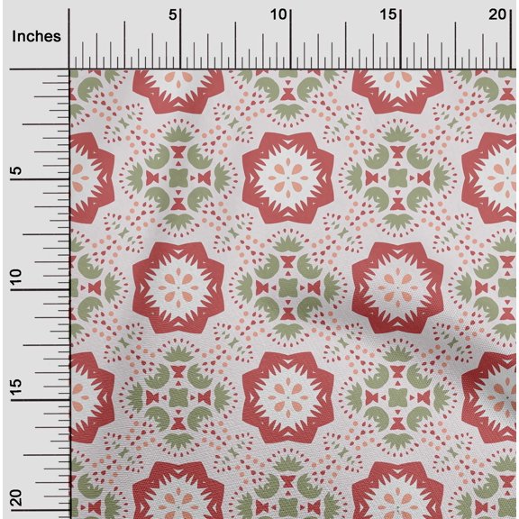 oneOone Viscose Chiffon Dark Peach Fabric Artistic Flower & Shapes Geometric Sewing Fabric By The Yard Printed Diy Clothing Sewing Supplies 42 Inch Wide