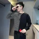 thumbnail image 5 of Ropa masculina, sudadera con capucha negra y blanca empalmada para hombre, camiseta sin capucha, camiseta a rayas, moda Harajuku, novedad y cálida S, 5 of 5