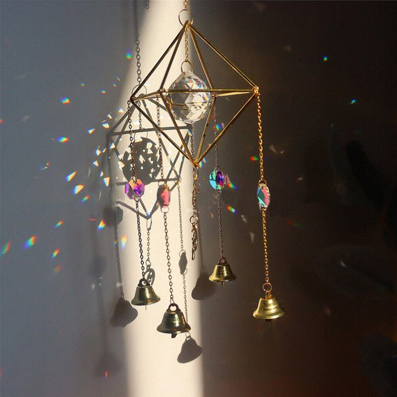 Crystal Sun Catcher Bohemian Star Moon Rainbow Maker Wind Chime Hanging Decor