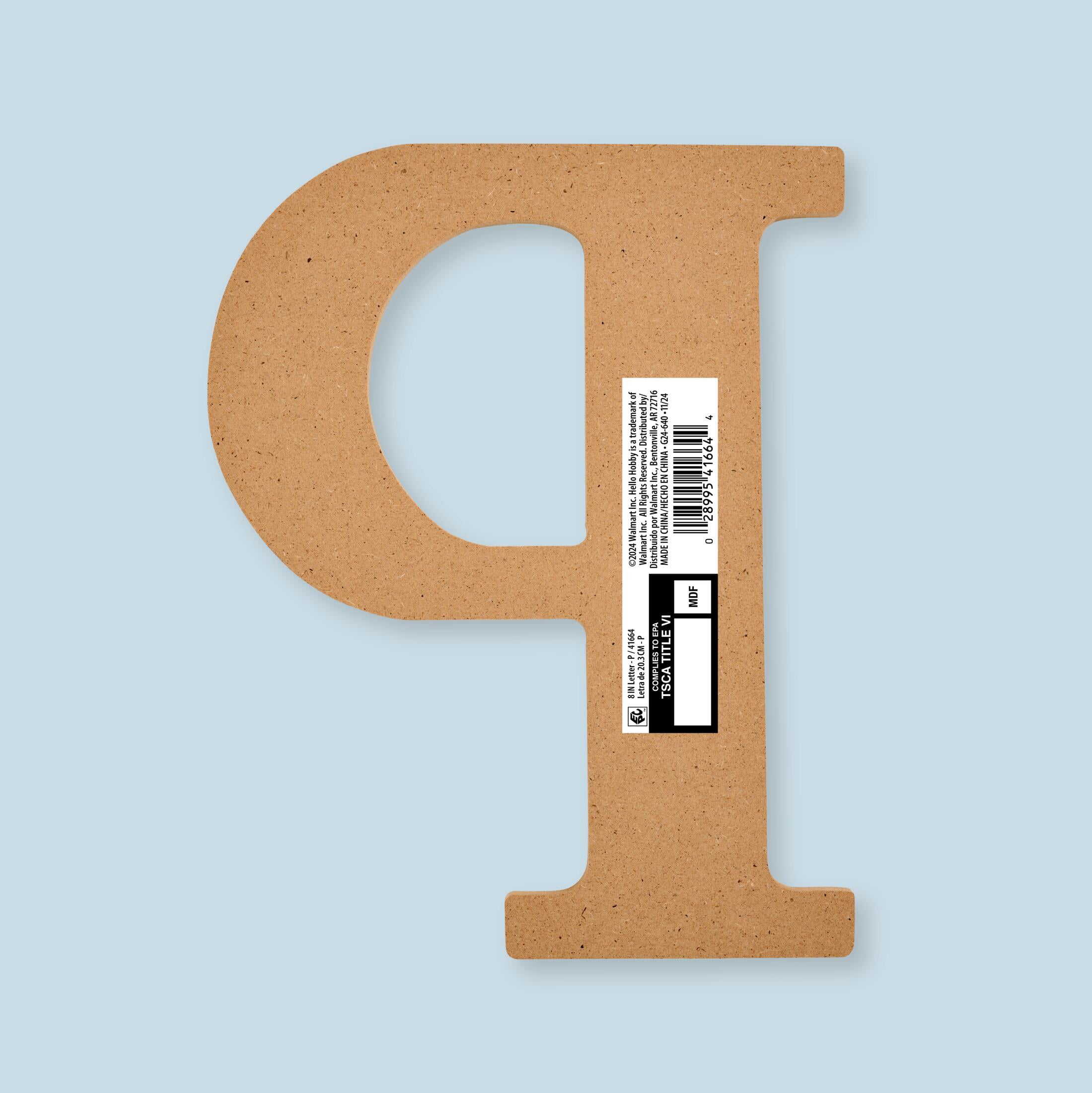 Plaid Unfinished Wood MDF 8" Letter for DIY Arts and Crafts, P