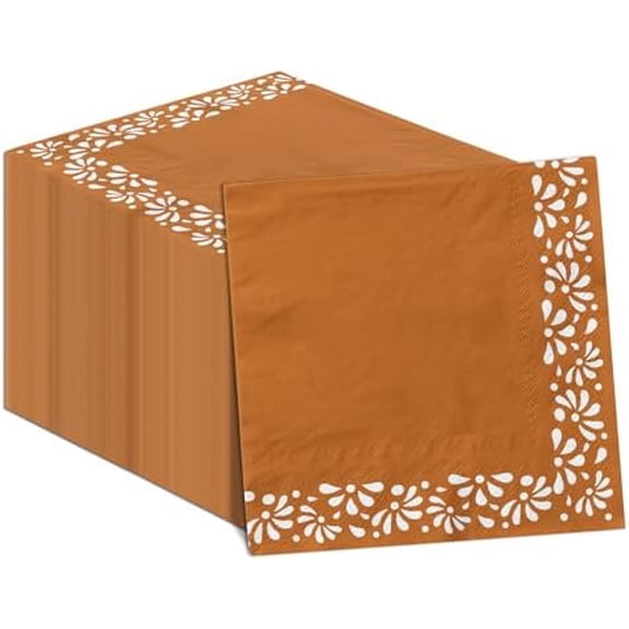 48pcs Cielito Lindo Party Decoration Terracotta Napkins, Platos De Barro Mexicanos Disposable Paper Cielito Lindo Napkins For Barro Themed Party Decorations Mexican Themed Baby Shower