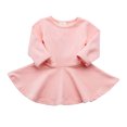 thumbnail image 4 of Gubotare Toddler Dress Ruffled Flannel Long Sleeve Medium Length Solid Color Casual Dress 24 36 Months (Pink,24-36 Months), 4 of 9