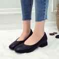 thumbnail image 5 of huanledash Women Vintage Faux Leather Slip-on Low Block Heel Pumps Closed Toe Loafers Shoes, 5 of 8