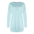 thumbnail image 3 of Womens Tops Solid Long Sleeve Cotton Loose Blouse Tops With Pockets Summer Tops, 3 of 4
