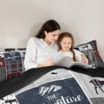 thumbnail image 5 of Rustic Cabin Lodge Comforter Set, Bear Deer Wildlife Quilt Twin Size, Country Forest Hunting Wild Animal Bedding Retro Plaid Checkered Patchwork Down Comforter Farmhouse Decorations, Grey Black, 5 of 7