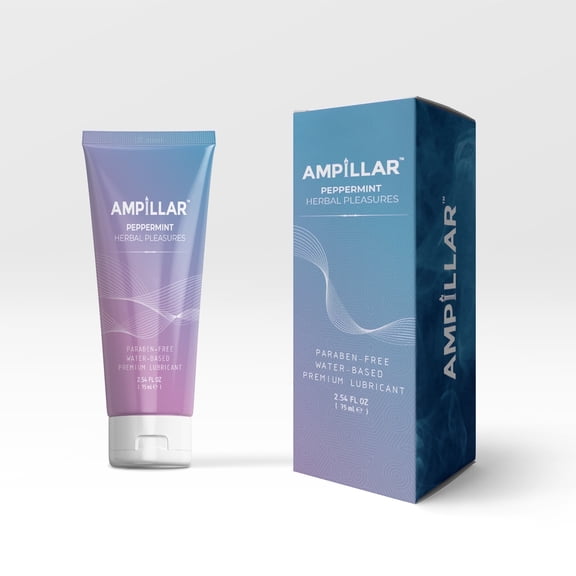 AMPILLAR PEPPERMINT HERBAL PLEASURES Lubricant – Peppermint Cooling, Water-Based, Smooth Glide, High Quality Personal Lubricant, 2.54 FL OZ