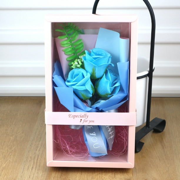 Caja transparente, caja de regalo de flores de jabón, ramo, caja de regalo de San Valentín, tres ramos de rosas, regalo de dama de honor.