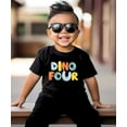 thumbnail image 3 of Dino Four Birthday Shirt for Boys & Girls Dinosaur 4th Birthday Party Tshirt for Kids Black Shirt 3T, 3 of 5