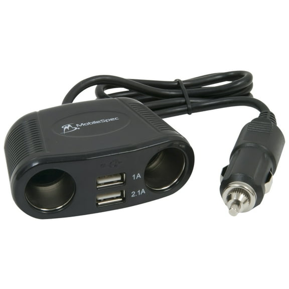 Mobilespec 12V 2-Way Adapter With 2 Usb Ports
