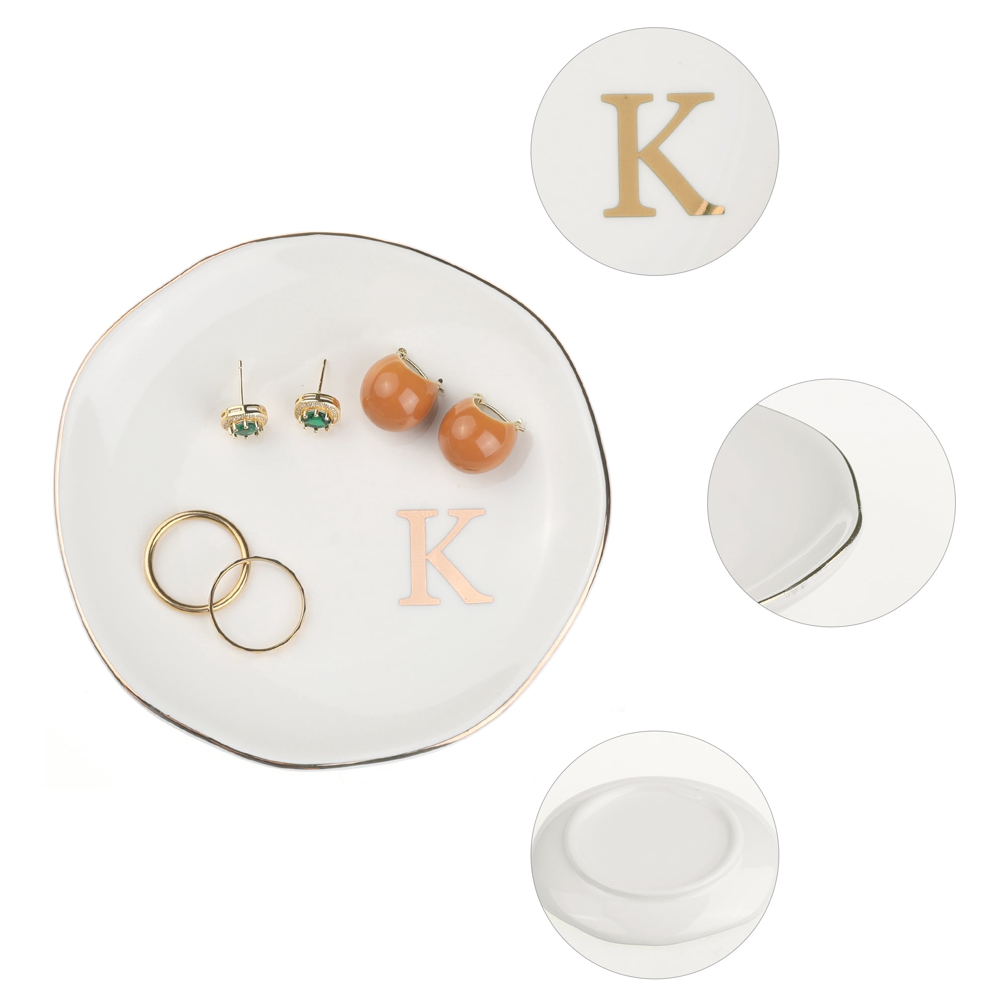 Unique Bargains Ceramic Jewelry Tray Decorative Trinket Dish Gifts Jewelry Boxes White-K