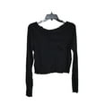 thumbnail image 5 of Women's Topshop Lettuce Edge Long Sleeve Cotton Top, black, Size 14 US, 5 of 6