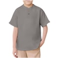 thumbnail image 1 of Mgmyaa Garçons T-Shirt Classique Décontracté Enfants Col Rond Boutons Manches Courtes Blouses Tops, 1 of 7