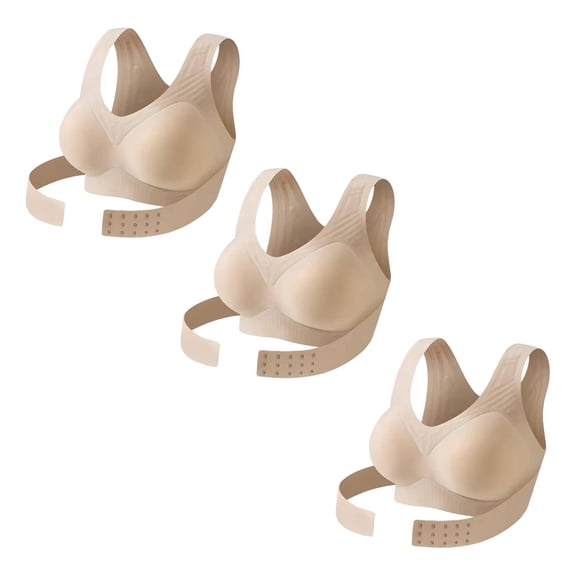 3 Pack Front Closure Bras for Women Back Closure Full Coverage Support Wireless Bralettes Bras for Women No Underwire