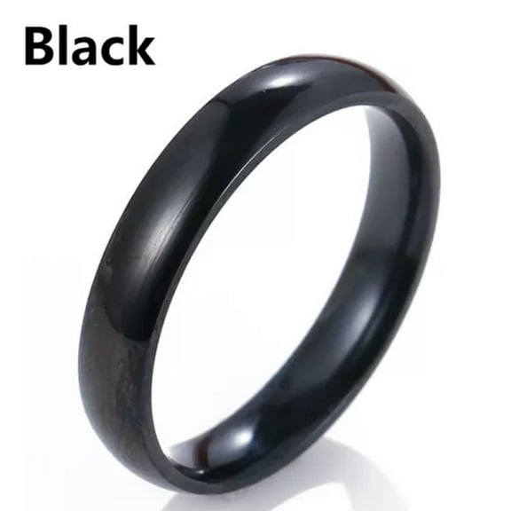 K-KED 4mm Stainless Steel Band Ring Party Couple Delicate Jewelry Gifts for Men Women Size 5-12-Black-US 9
