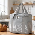 thumbnail image 5 of Hyknon Lunch Bag Women, Insulated Lunch Bags for Women Adult with Side Mesh Pockets, Lunch Bag for Men with Handheld, Reusable Lunch Bag for Work Picnic, Leakproof Large Lunch Box for Travel, Gray, 5 of 6