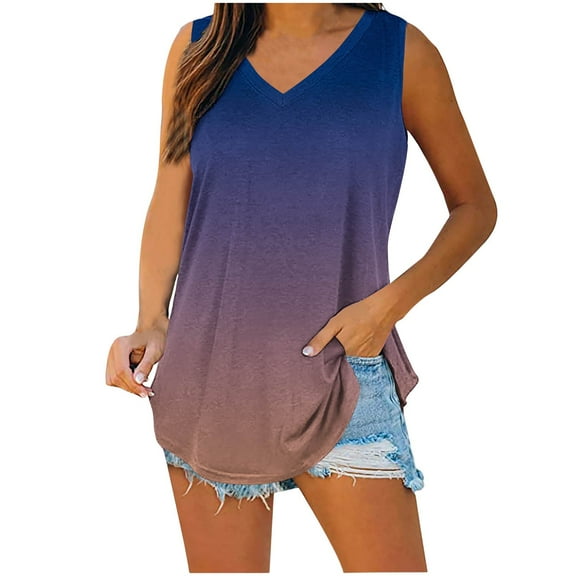 Summer Womens Tank Tops 2026 Casual Ladies V Neck Tank Tops Loose Fit Sleeveless Tshirt Comfy Basic Shirts Camisole Vests Dressy Tunic Cotton Lounge Soft Comfy Solid Color Daliywear