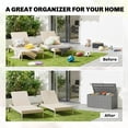 thumbnail image 3 of Coffre de Terrasse en Résine de 80 Gallons, Contenant de Rangement Extérieur Gris à Grain de Bois, Coffre de Patio Verrouillable Résistant aux UV et aux Éclaboussures pour Outils de Jardin, 45.5 Pouces L x 20.1 Pouces P x 23 Pouces H, Table d'Appoint Polyvalente, 3 of 7