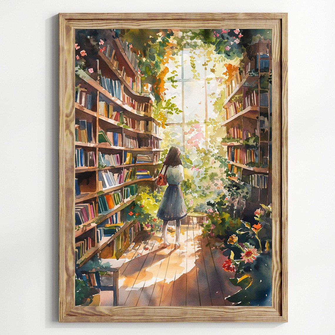 Vintage Library Reading Poster Book Lover Wall Art
