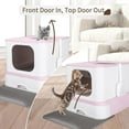 thumbnail image 6 of Enclosed Cat Litter Box with Lid, Large Foldable Litter Box with Litter Scoop, Top Entry Cat Toilet for Kittens and Big Cats (Pink,Stainless Steel, X-Large), 6 of 14