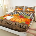 thumbnail image 3 of Feelyou Happy Fall Full Size Sheets, Harvest Autumn Pumpkin Bed Sheets, Black White Plaid Buffalo Sheet Sets, Breathable Home Decor, 4pcs, 3 of 7