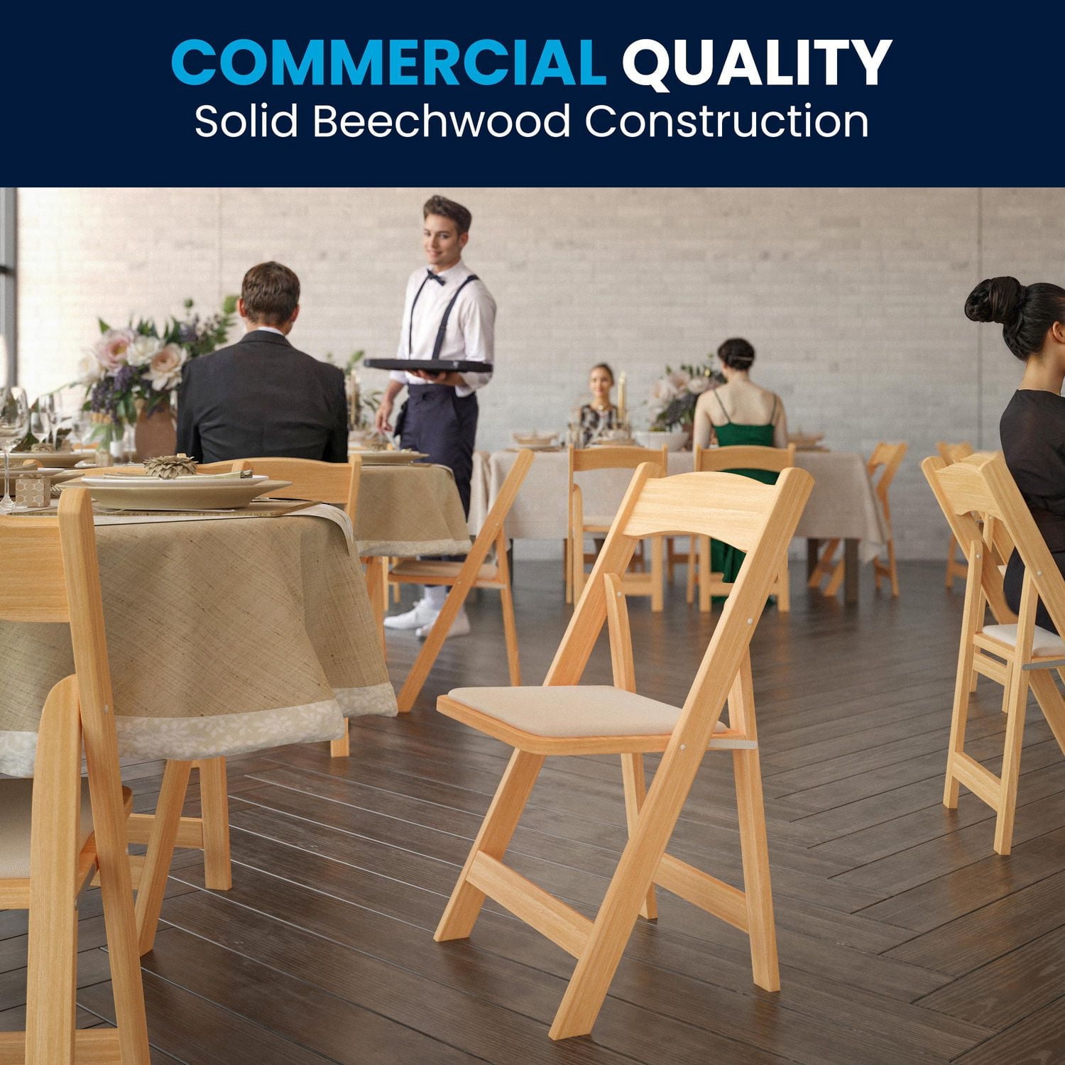 Flash Furniture Hercules Series Natural Wood Folding Chair