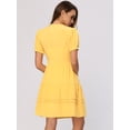 thumbnail image 3 of Vestido de verano con cuello en V y volantes para mujer, minivestido de manga corta con cinturón Amarillo XL, 3 of 6