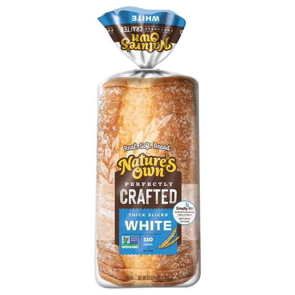 Nature's Own Perfectly Crafted White Bread, Thick Sliced Non-GMO Sandwich Bread, 22 oz Loaf