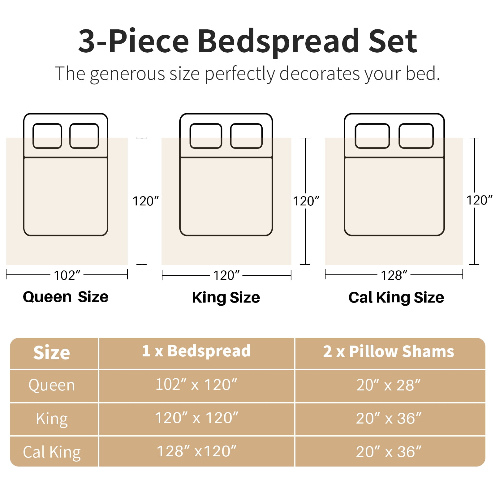 DDUOXIN 100% Cotton 120x120 Bedspread King Size - Gold Beige/White Floral Reversible California King Bedspreads for Bed, Lightweight Elegant Vintage Cal Oversized King Quilts Bedding Set, 3 Piece