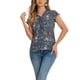 thumbnail image 1 of INSPIRAR CHIC Blusa Floral para Mujeres del Día de San Valentín con Mangas Cortas de Capucha, Tops de Chiffon Casual con Volantes XL Gris Azul, 1 of 6