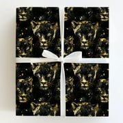 Artistic Black Panther Gold Splatter Gift Wrapping Paper