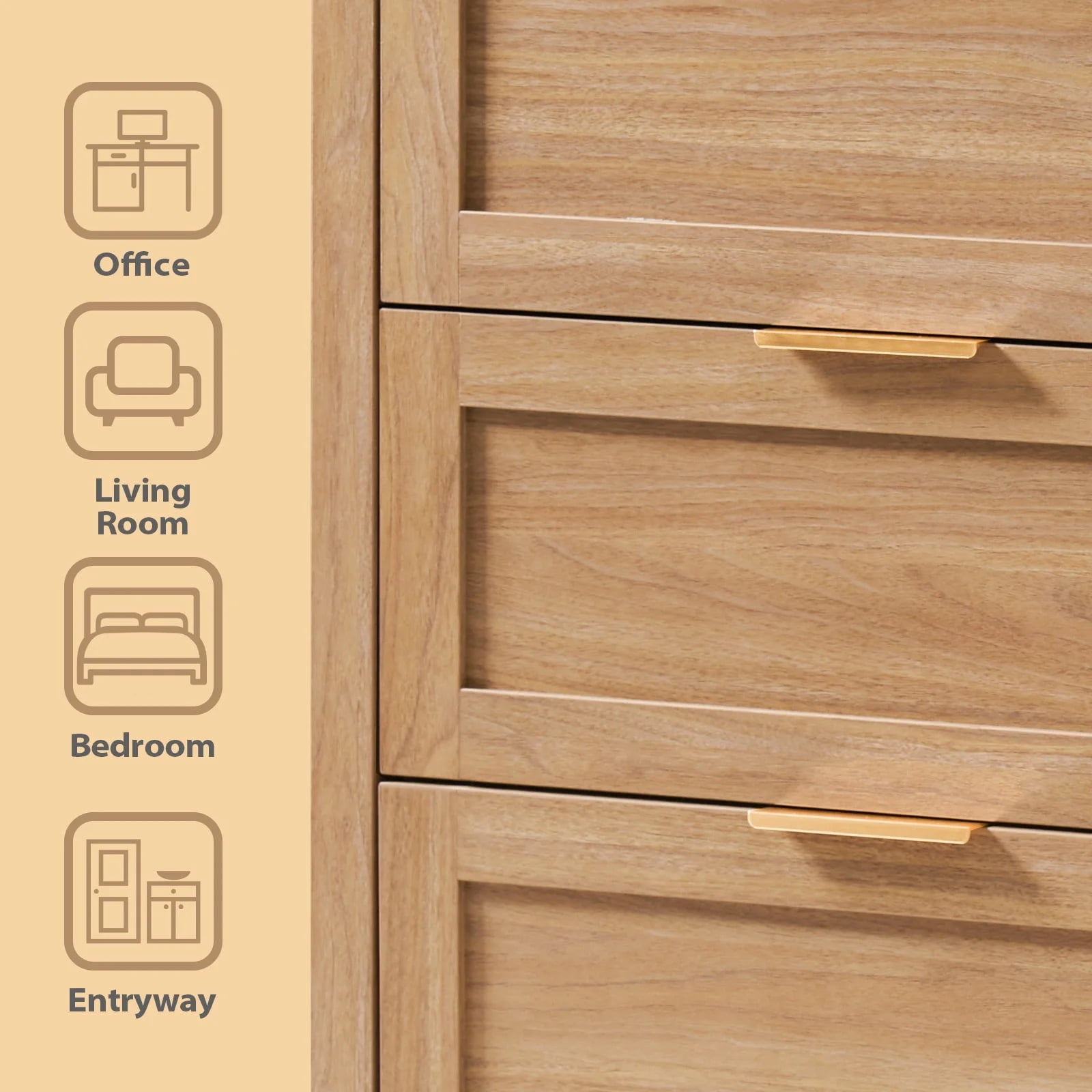 ARKANTOS Wooden 6 Drawer Double Dressers, Wide Chests of Drawers for Bedroom, Natural Oak