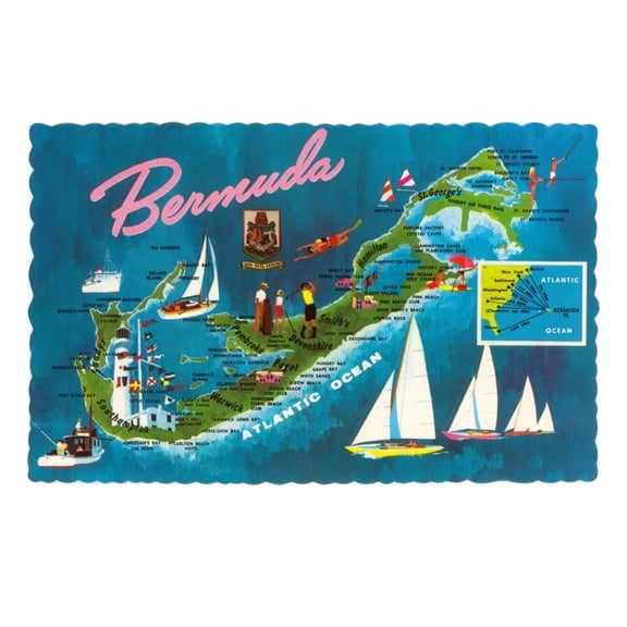 Art.com Map of Bermuda Art Print, 24" x 18"