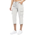 thumbnail image 6 of Cargo Pants for Women Ihhxva Women's Capri with Pockets Elastic Waist Sport Capris Lightweight Cotton Casual Hiking Summer Loose Fit Straight Leg S-3XL, 6 of 7
