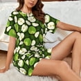 thumbnail image 4 of Haiem Green Fruit Pattern Pajama Set for Women 2 Piece Lounge Set Short Sleeve Tops and Shorts Soft Sleepwear-Large, 4 of 7