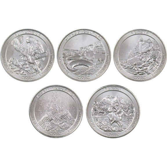 2012 D National Park Quarter 5 Coin Set Uncirculated Mint State 25c Collectible