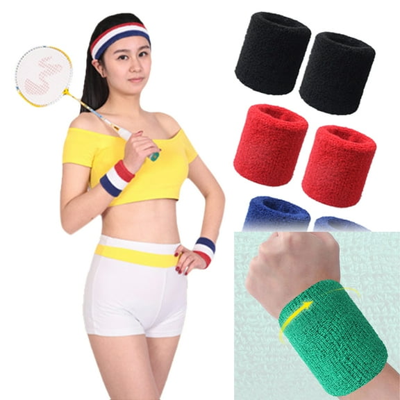Walbest 1 Pair Sports Wrist Sweatbands Athletic Cotton Terry Cloth Wristbands, Absorb Sweat Towel Wrist Protector for Badminton Tennis Sport