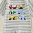 thumbnail image 3 of felwors Baby Boy Fall Clothes Newborn Winter Outfit Truck Embroidered Jumpsuit Cotton Striped Long Sleeve Romper Onesie (Grey,6-12 Months), 3 of 3