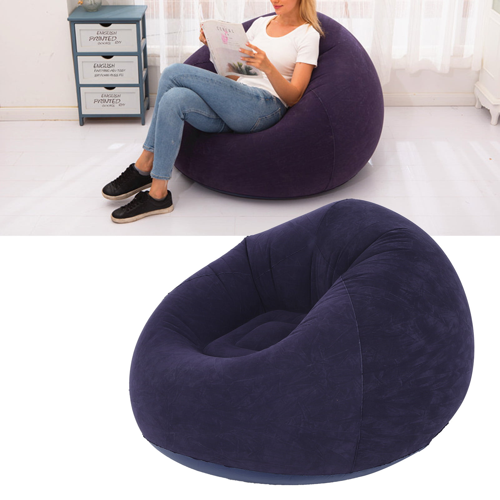 A sixx Inflatable Sofa Portable Foldable Ultra Soft Inflatable Single Spherical Leisure Sofa Chair for Home Living Room Courtyard Travel Camping 