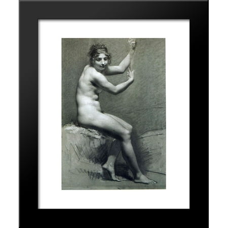 Drawing of Female Nude with charcoal and chalk 20x24 Framed Art Print by (Best Wood For Drawing Charcoal)