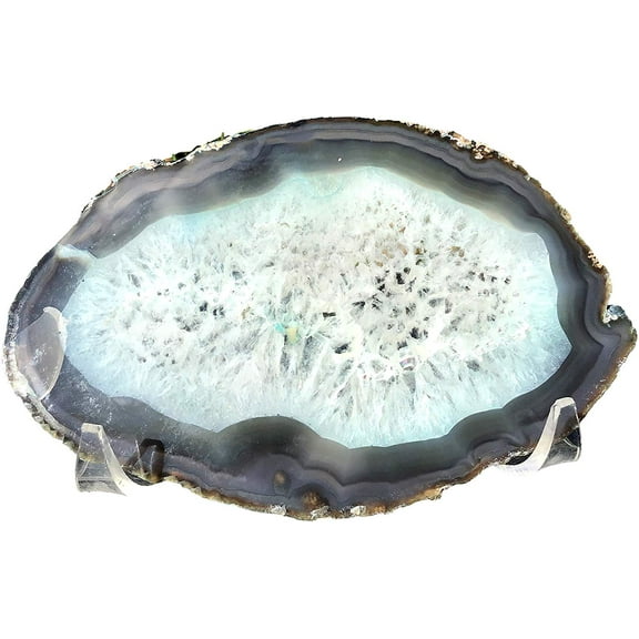 DINOSAURS ROCK Indigo Blue Dyed Agate Slice - approx 6-7" wide