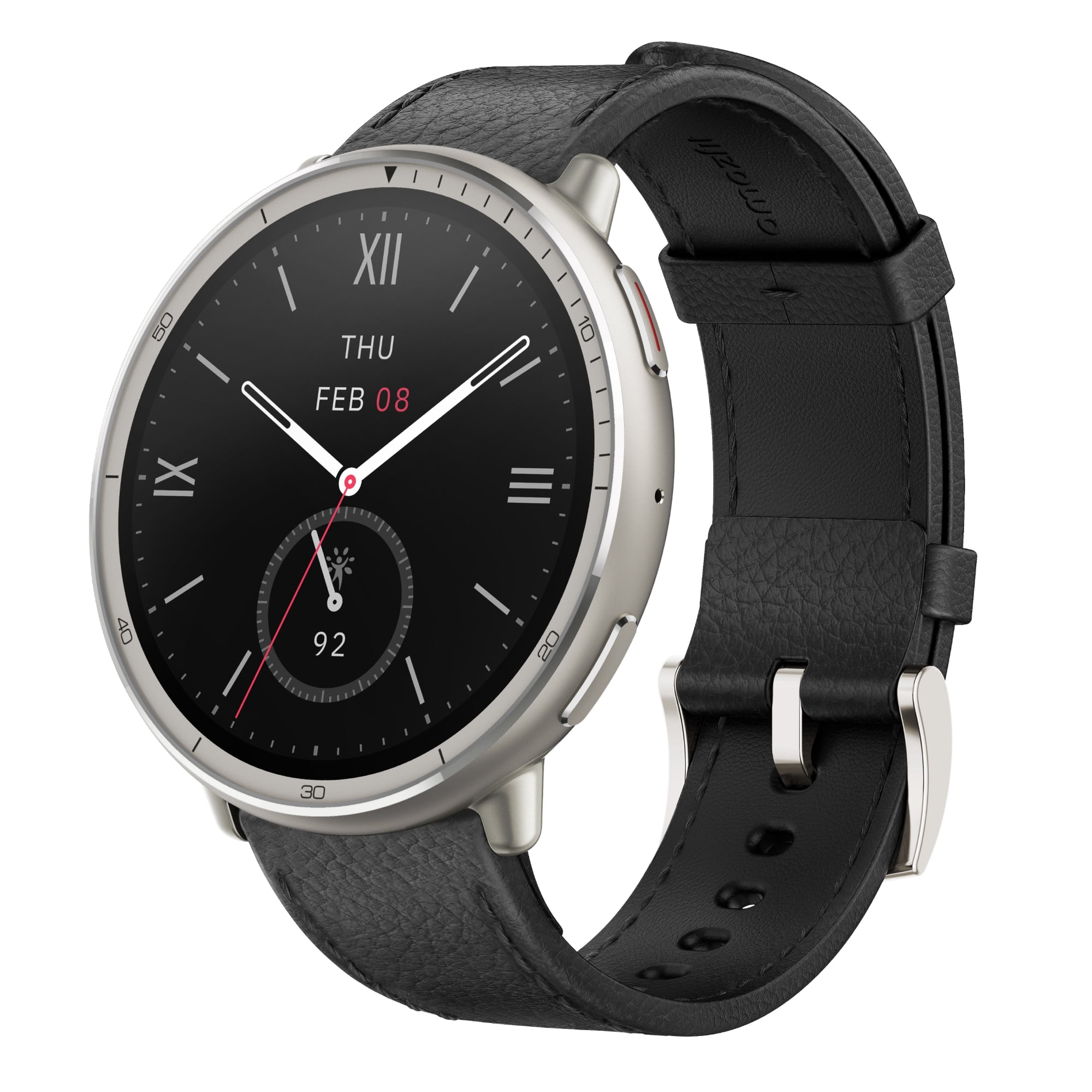 Amazfit Active 2 Smart Watch 44mm, GPS Maps with Direction, Fitness Tracker, 10 Day Battery, Sleep Monitor, 160+ Sport Modes, Water Resistant, for Android & Apple iPhone, Black Leather