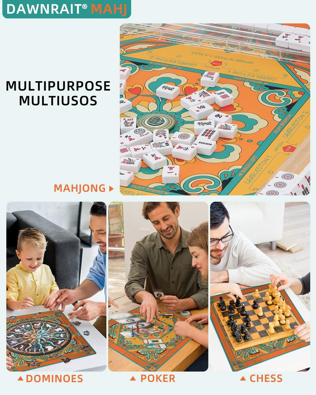 ® Aesthetic Mahjong Mat for Table with Rules:31.5" Noise Reduction & Non-Slip Neoprene American Mah Jong Tabletop Cloth Cover - Mah Jongg Accessories and Gifts for Beginner Lovers Party Travel