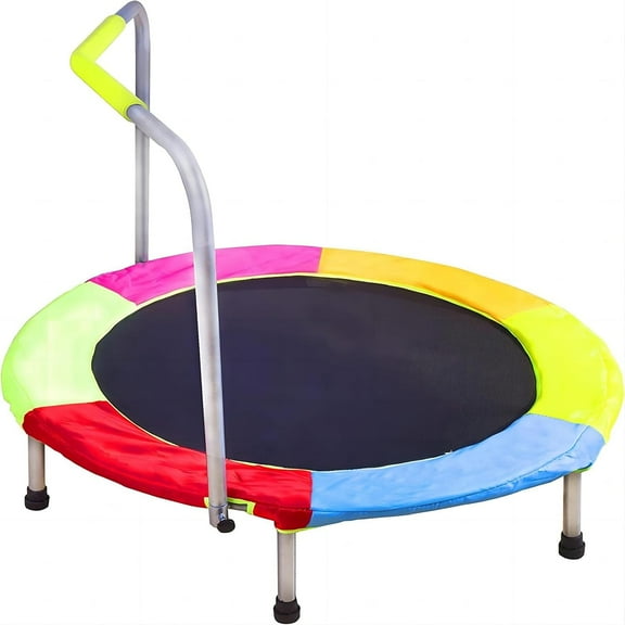 HLC Mini Trampoline for Toddler Kids 37 Inch Toddler Kids Trampoline with Handle Indoor Outdoor Fitness Trampoline Colorful Max Weight 100kg